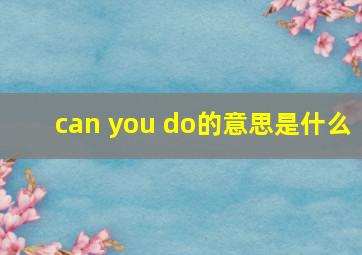 can you do的意思是什么